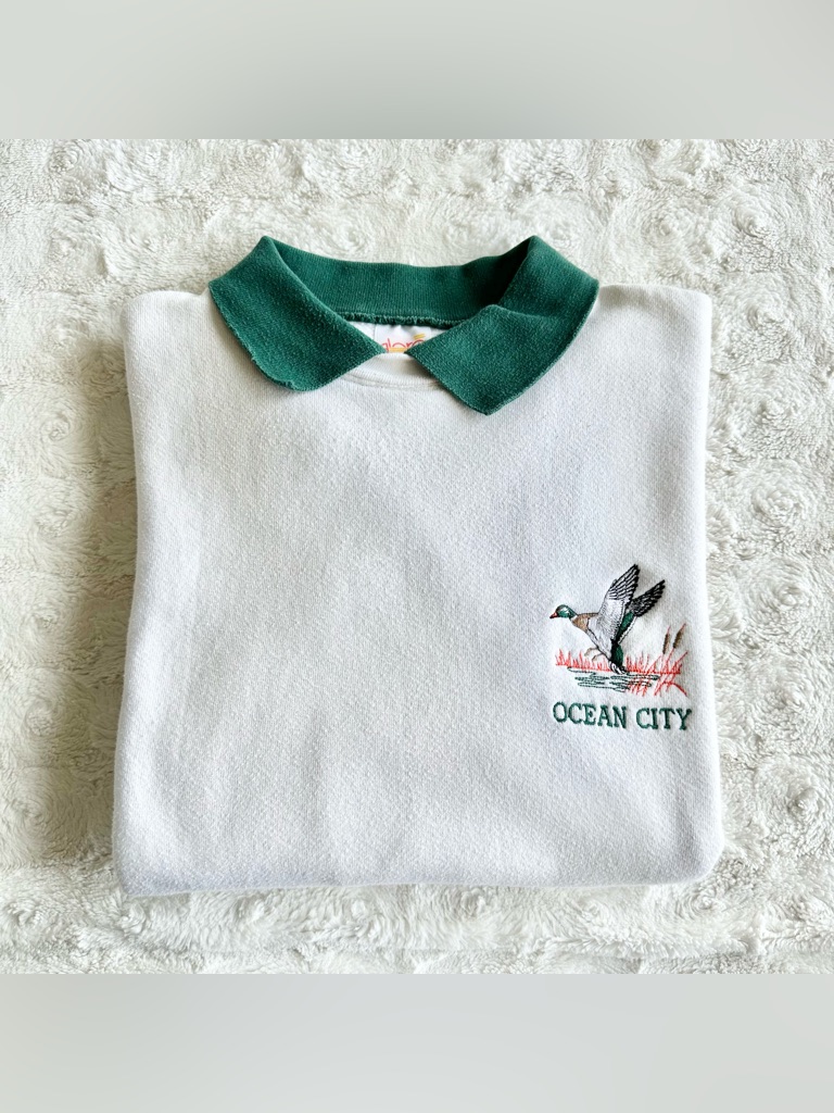 Vintage Ocean City Maryland Sweatshirt Mens Xl White Duck Bird 80s Beachy Read